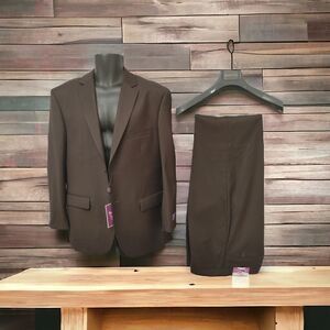 VINCI EXECUTIVE 2 PC WOOL FEEL BROWN SUIT.